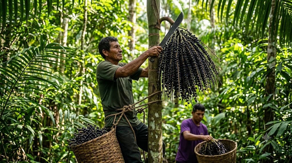 Açaí harvest in the Brazilian Amazon