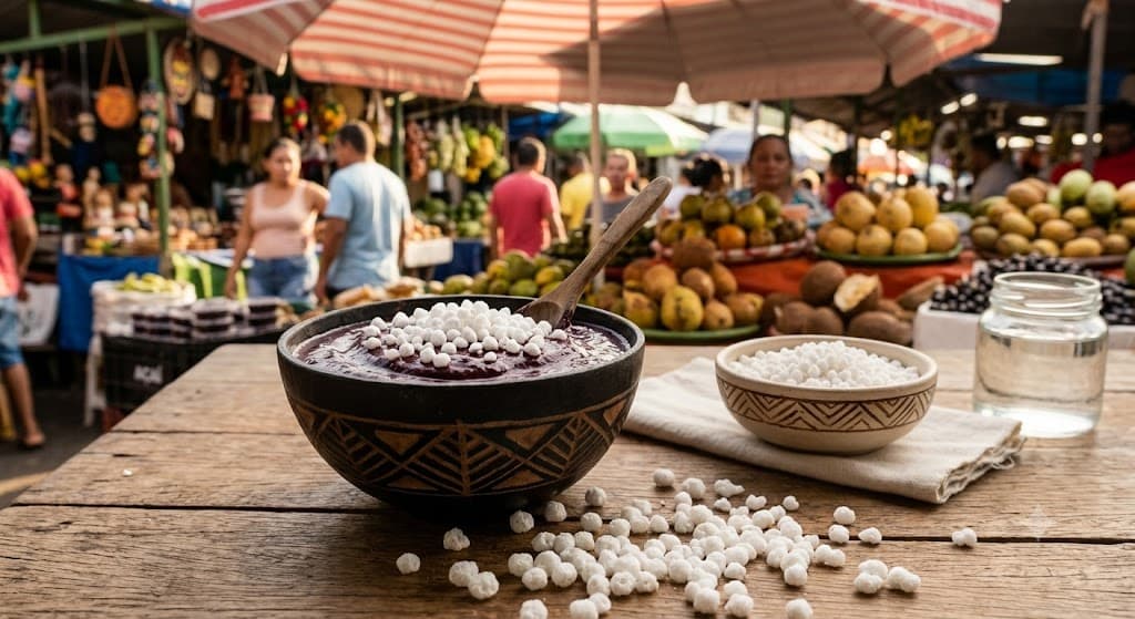 Traditional açaí served with crunchy tapioca flour